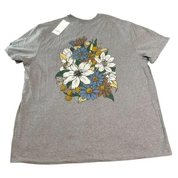 NWT Goodfellow & Co. Size XL Men Tee Shirt Floral Gray Crew Neck Causal Neutral - Picture 3 of 9